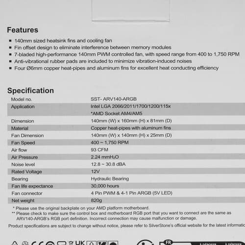 Кулер для процессора SilverStone Argon V140 ARGB [G53ARV140ARGB20] черный thumb 13