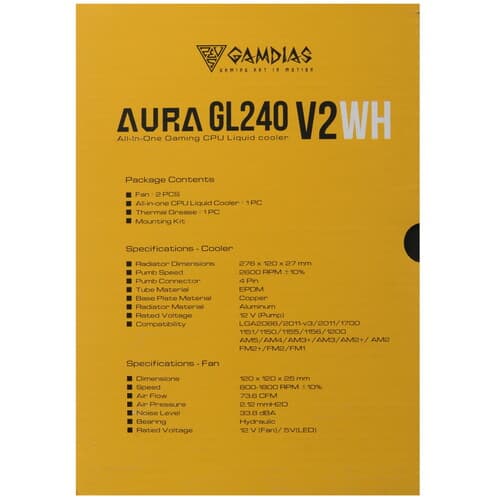 GAMDIAS Система охлаждения GAMDIAS AURA GL240 V2  белая, фото 10