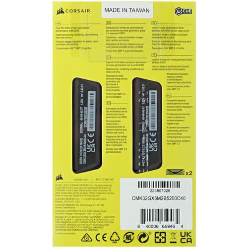 Оперативная память Corsair Vengeance [CMK32GX5M2B5200C40] 32 ГБ thumb 3